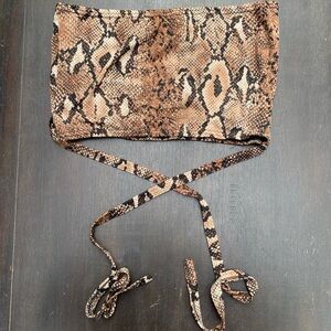 Snakeskin Tube Top CrissCross Strappy Waist Tie Wrap